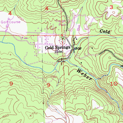 Topographic Map of Cold Springs Creek, CA