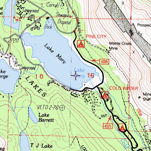 Topographic Map of Cold Water Creek, CA