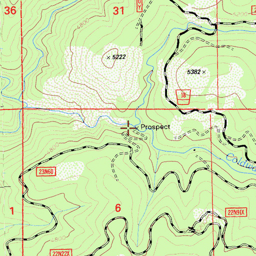 Topographic Map of Coldwater Creek, CA