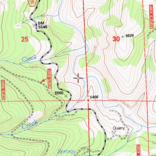 Topographic Map of Coldwater Creek, CA