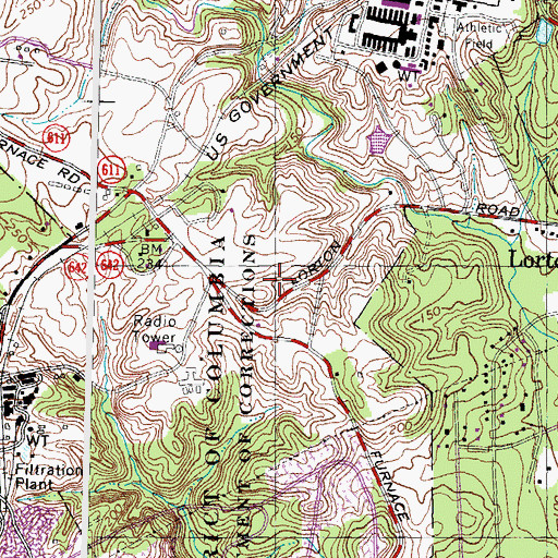Topographic Map of Laurel Hill Census Designated Place, VA