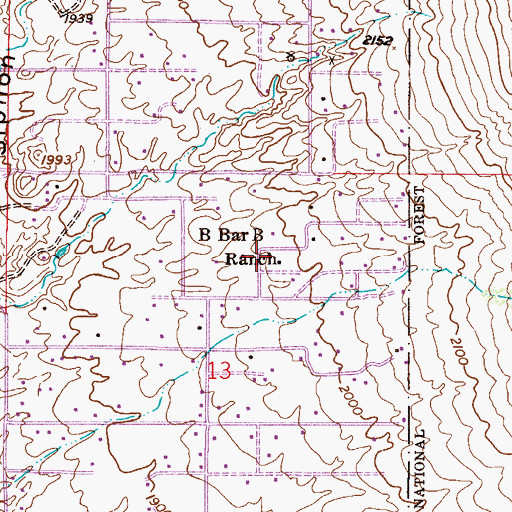 Topographic Map of B Bar B Ranch, AZ