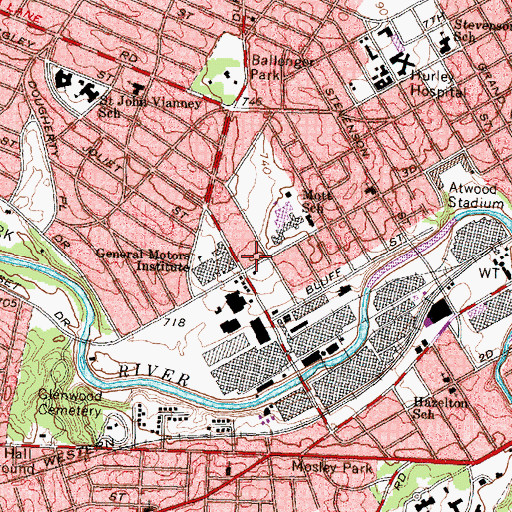 Topographic Map of Flint Children's Museum, MI