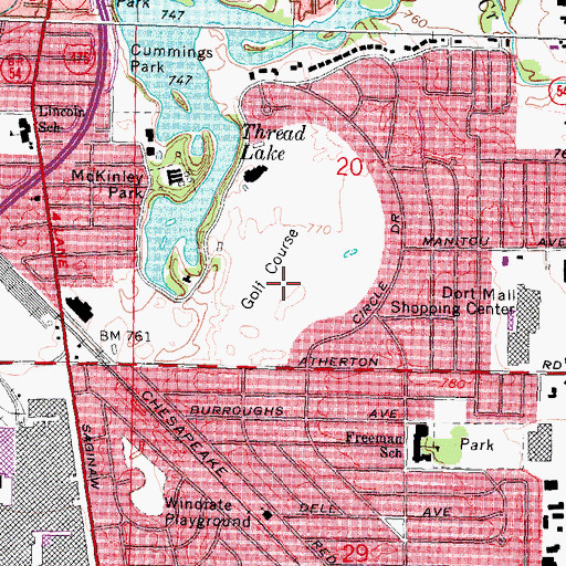Topographic Map of Flint Golf Club, MI