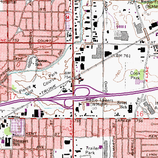 Topographic Map of Flint Station, MI