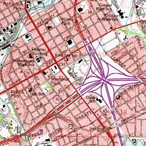 Topographic Map of Flint City Hall, MI