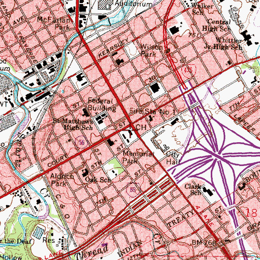 Topographic Map of Genesee County Courthouse, MI