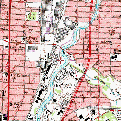 Topographic Map of Vietnam Veterans Park, MI