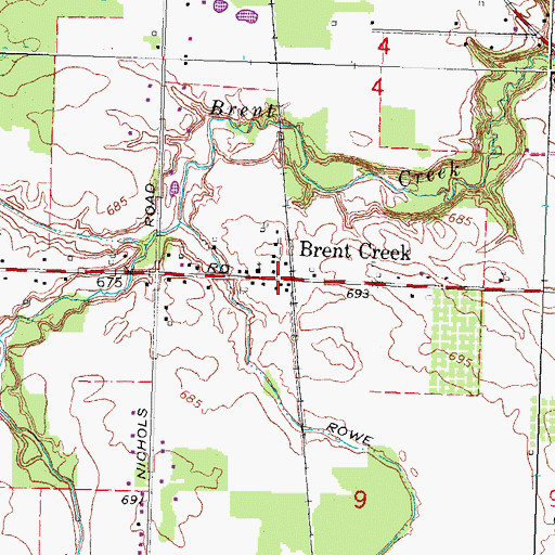 Topographic Map of Brent Creek Station, MI