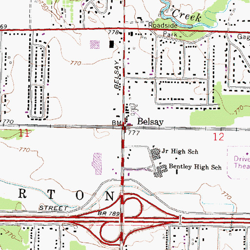 Topographic Map of Belsay Station, MI