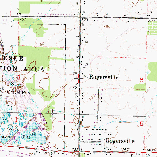 Topographic Map of Rogersville Station (historical), MI