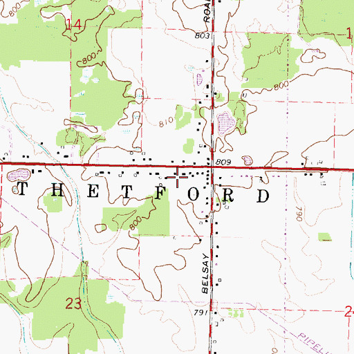Topographic Map of East Thetford Post Office (historical), MI