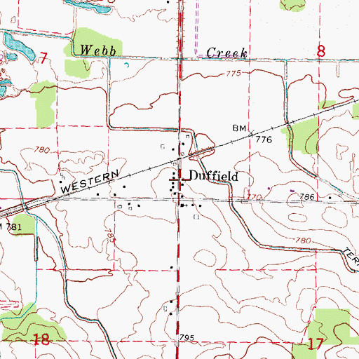 Topographic Map of Duffield Post Office (historical), MI