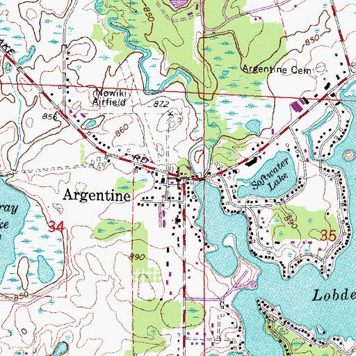 Topographic Map of Argentine Post Office (historical), MI