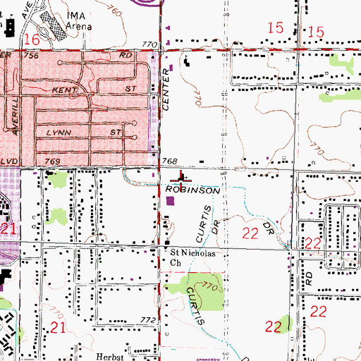 Topographic Map of Atherton United Methodist Church, MI