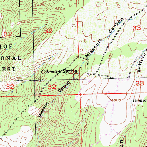 Topographic Map of Coleman Spring, CA