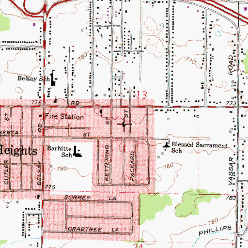 Topographic Map of Grace Worship Center, MI