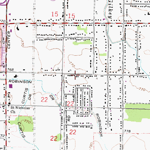 Topographic Map of Harris Memorial Church, MI