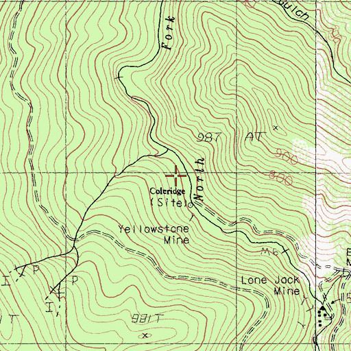 Topographic Map of Coleridge, CA