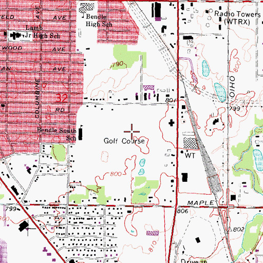 Topographic Map of Southmoor Golf Course, MI