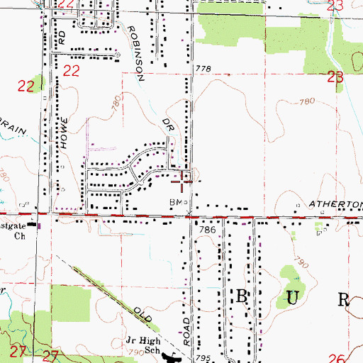 Topographic Map of Judson Baptist Church, MI