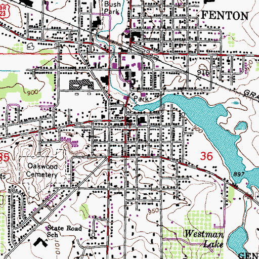 Topographic Map of First Presbyterian Church, MI
