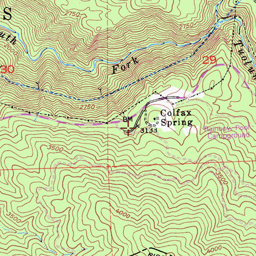 Topographic Map of Colfax Spring, CA