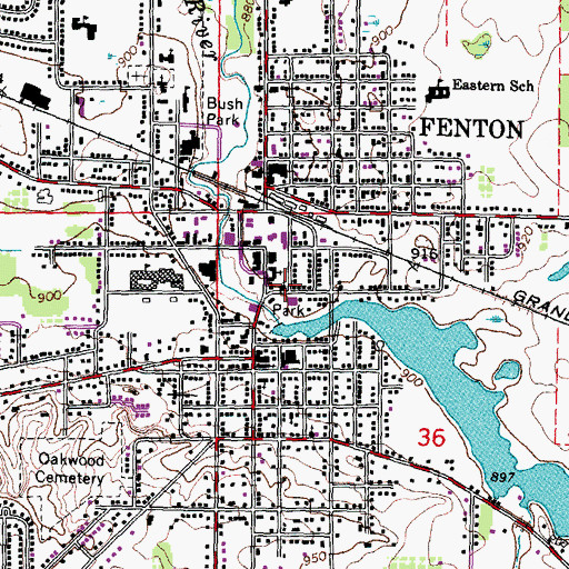 Topographic Map of Fenton United Methodist Church, MI