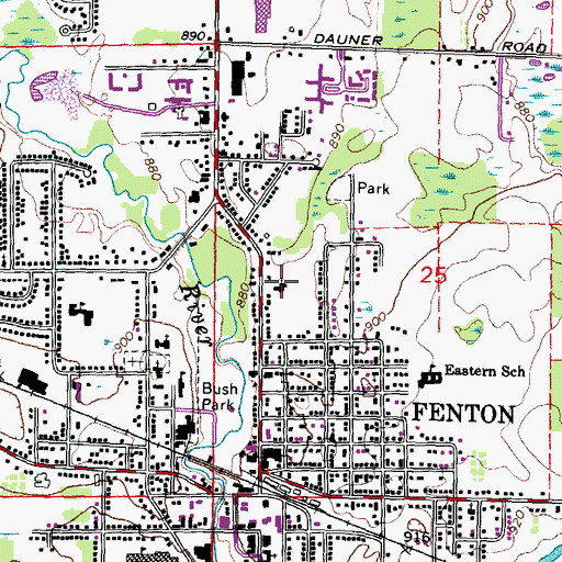 Topographic Map of First Baptist Church of Fenton, MI