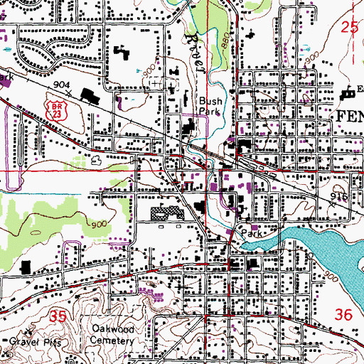 Topographic Map of Fenton Medical Center, MI