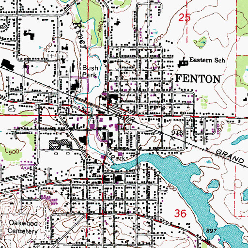 Topographic Map of Fenton Fire Department, MI