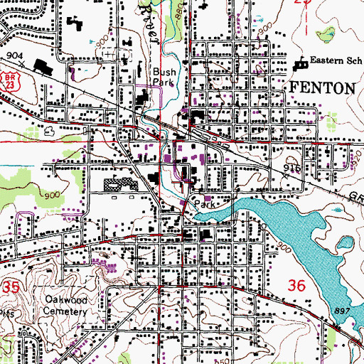 Topographic Map of Fenton Post Office, MI