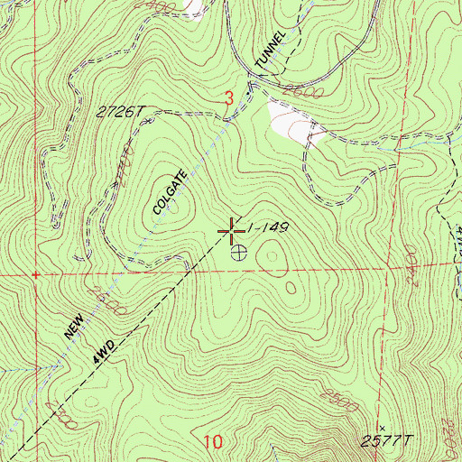 Topographic Map of Colgate Tunnel, CA