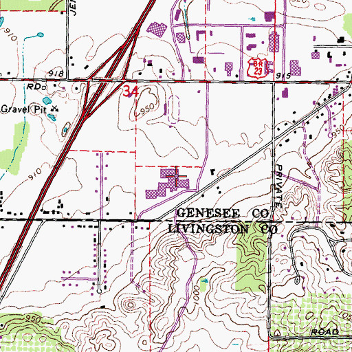 Topographic Map of Fenton High School, MI