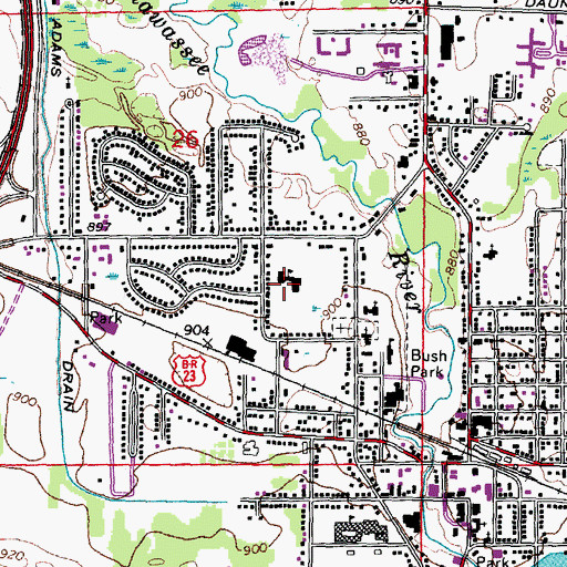 Topographic Map of North Road Elementary School, MI