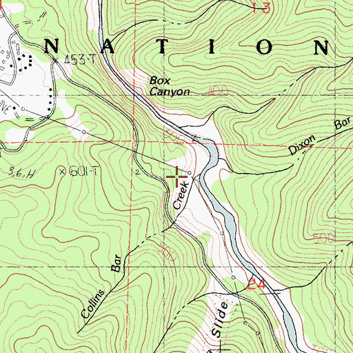 Topographic Map of Collins Bar Creek, CA