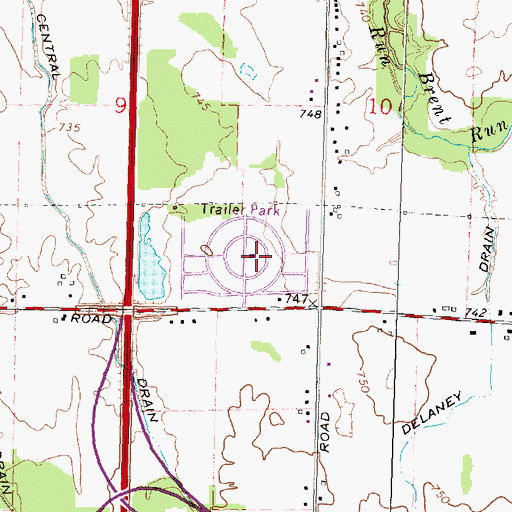 Topographic Map of White Oaks Estates Mobile Home Park, MI