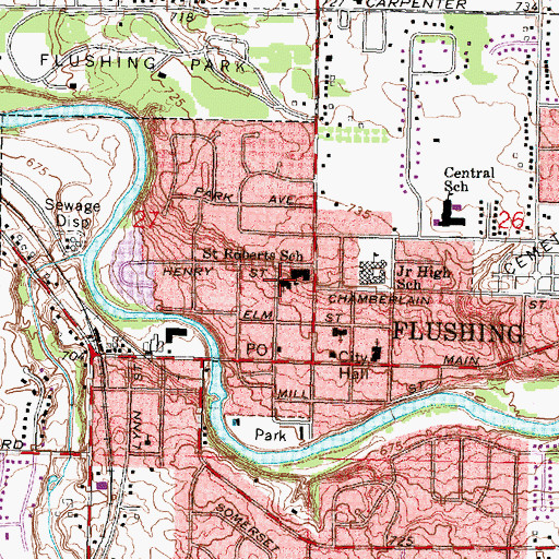 Topographic Map of Saint Robert Catholic Church, MI
