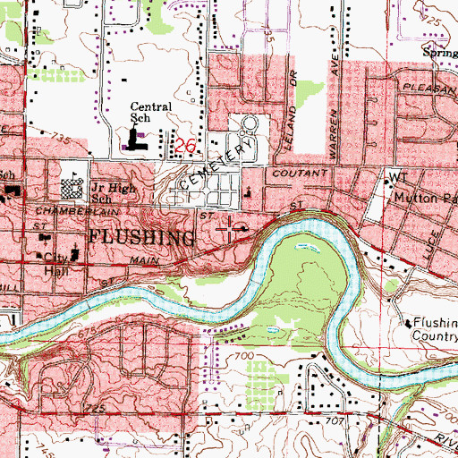 Topographic Map of Flushing Fire Department, MI