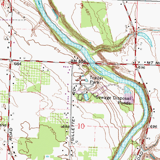 Topographic Map of Flushing Estates Mobile Home Park, MI