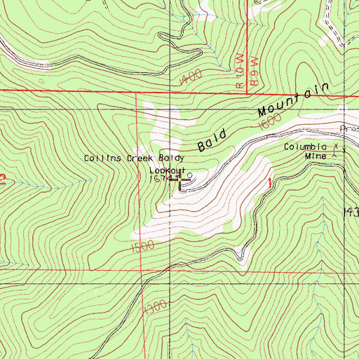 Topographic Map of Collins Creek Baldy Lookout, CA
