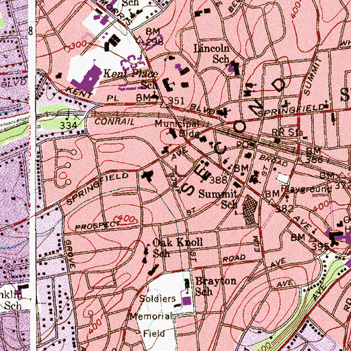 Topographic Map of Summit Playhouse, NJ