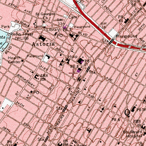 Topographic Map of Elm Towers, NY