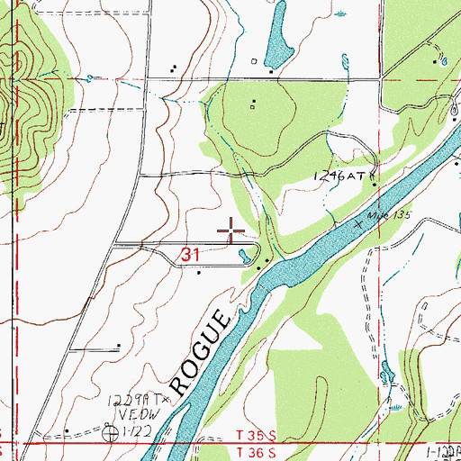 Topographic Map of Sutton on Rogue Airport, OR