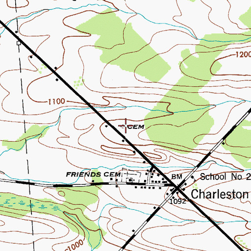 Topographic Map of Friends Cemetery, NY