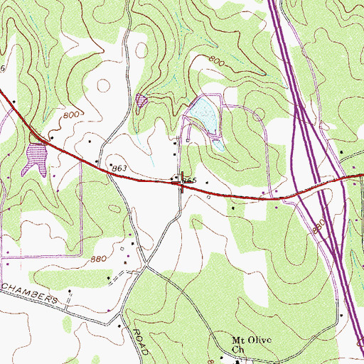 Topographic Map of Open Bible Baptist Church, GA