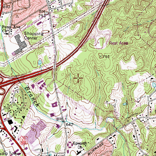 Topographic Map of Water of Life Fellowship Associate Reformed Presbyterian Church, NC
