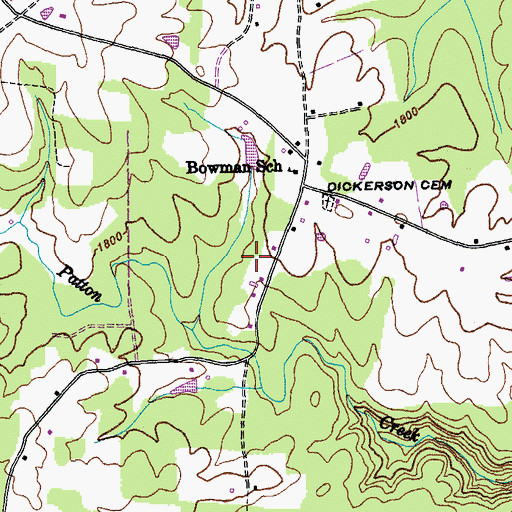 Topographic Map of Bowman Census Designated Place, TN