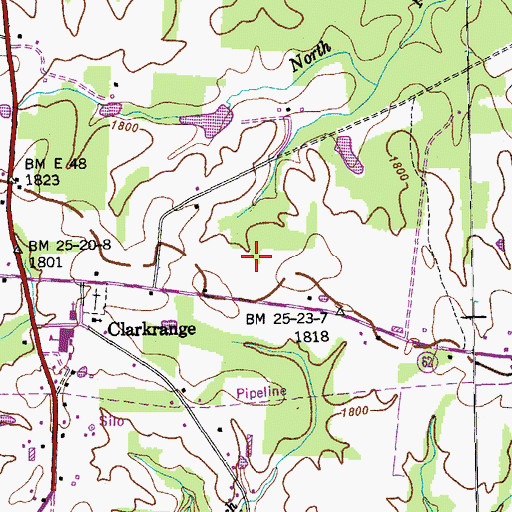 Topographic Map of Clarkrange Census Designated Place, TN