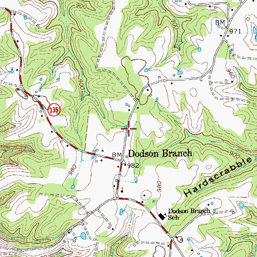 Topographic Map of Dodson Branch Census Designated Place, TN